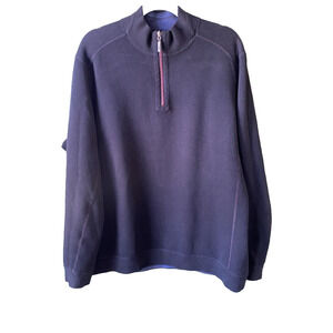 Tommy Bahama Sweater Mens Size XL? Black Reversible 1/4 Zip Casual Pullover